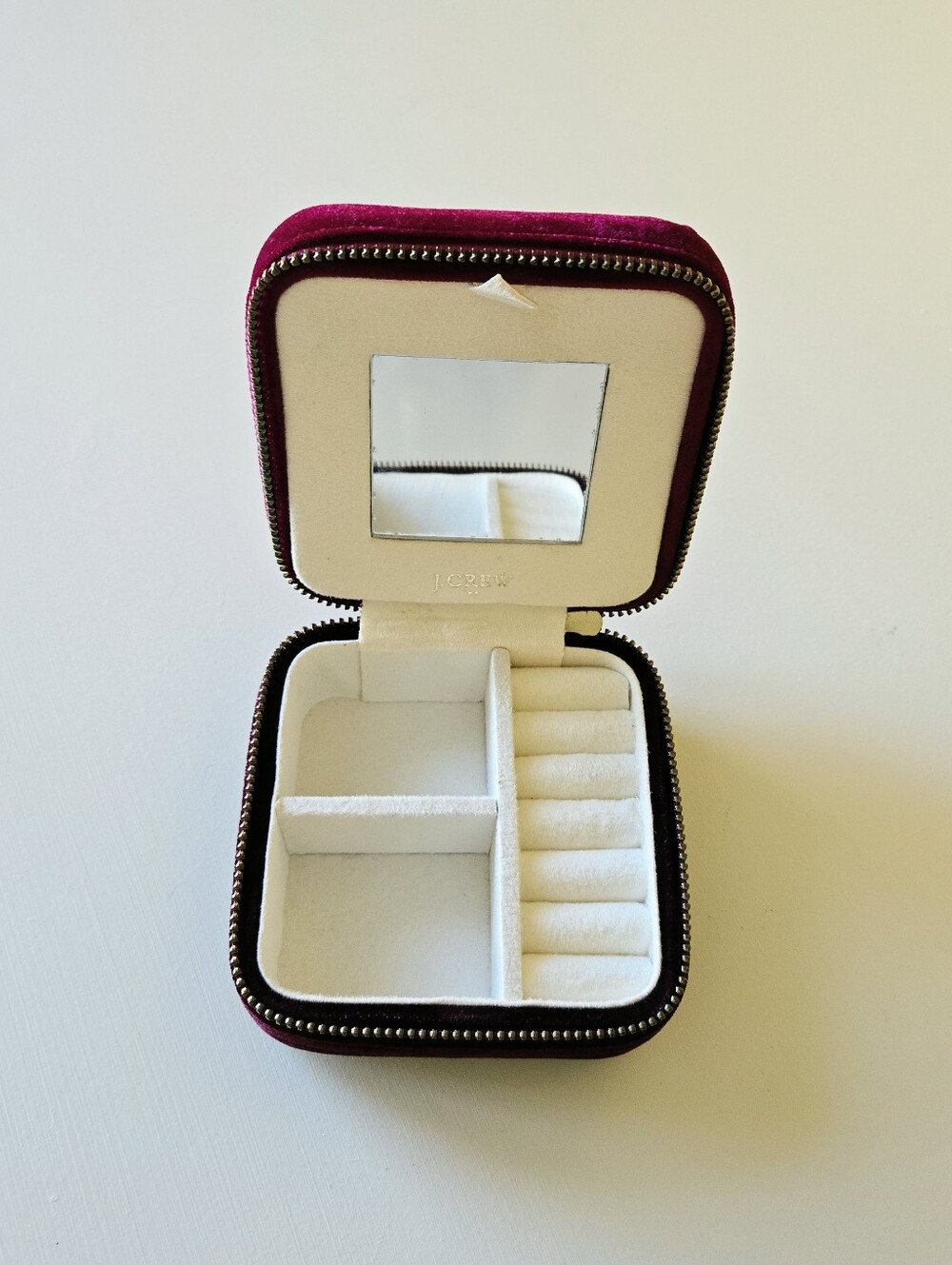 J. Crew Factory Square Velvet Jewelry Case Regal Rose Goldtone Travel Size